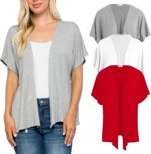 Free to Live 3 Pack Dolman Short Sleeve Cardigan for Women Lightweight Open Front Kimono Fall Sweaters Dressy Casual Cover Up