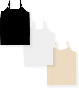 Full Seamless Stretch Camisole Tank Tops for Women - Spaghetti Strap Undershirt Cami One Size Fits Women XS-MD
