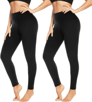 FULLSOFT 2 Pack Capri Leggings for Women-High Waist Tummy Control Non See Through Leggings Workout Pants
