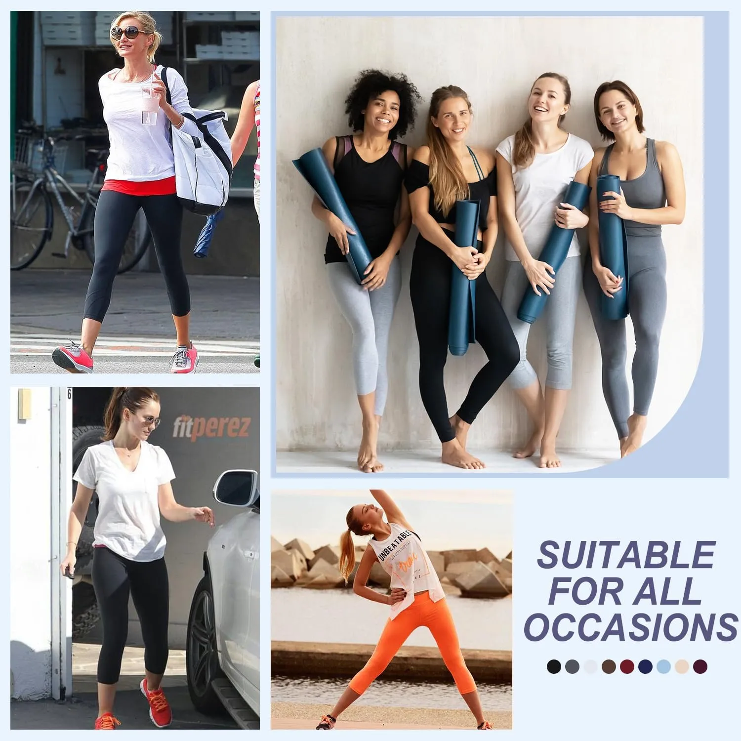FULLSOFT 2 Pack Capri Leggings for Women-High Waist Tummy Control Non See Through Leggings Workout Pants