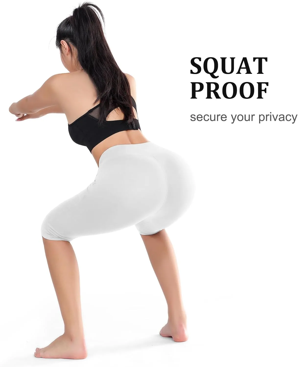 FULLSOFT 2 Pack Women's Knee-Length Leggings -High Waist Capri Biker Shorts -Workout Casual Summer Yoga Leggings