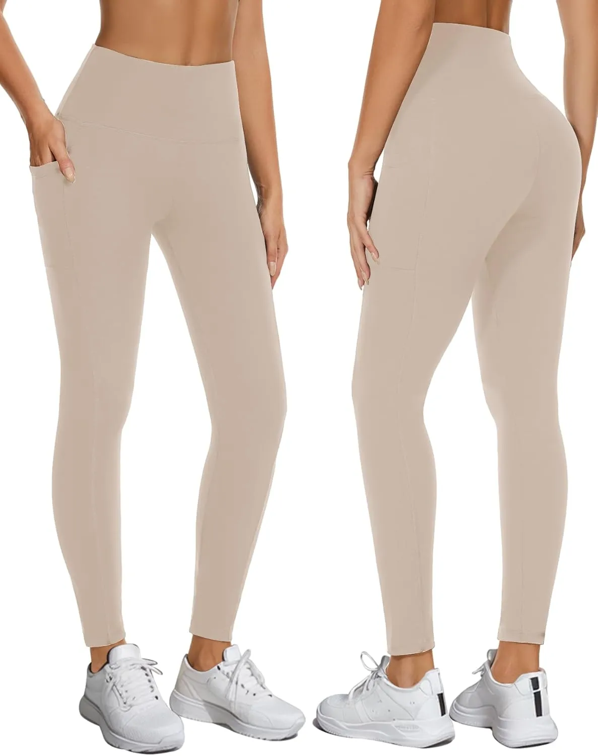 FULLSOFT Fleece Lined Leggings with Pockets for Women - High Waisted Thermal Warm Yoga Pants Winter Workout Leggings