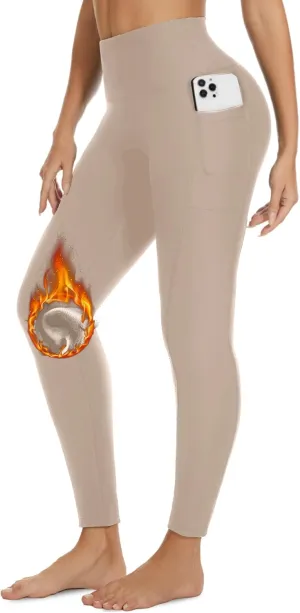 FULLSOFT Fleece Lined Leggings with Pockets for Women - High Waisted Thermal Warm Yoga Pants Winter Workout Leggings