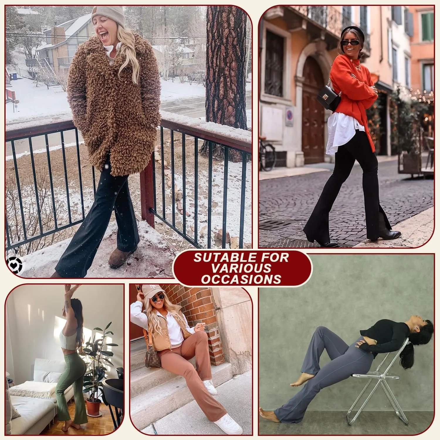 FULLSOFT Fleece Lined Leggings Women-Winter Flare Leggings Tummy Control High Waisted Winter Warm Soft Yoga Pants