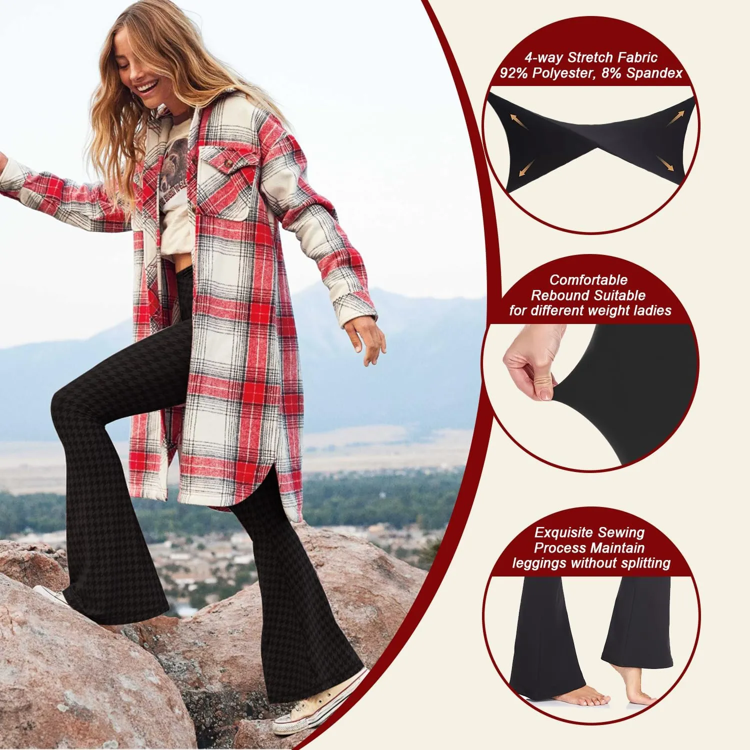 FULLSOFT Fleece Lined Leggings Women-Winter Flare Leggings Tummy Control High Waisted Winter Warm Soft Yoga Pants