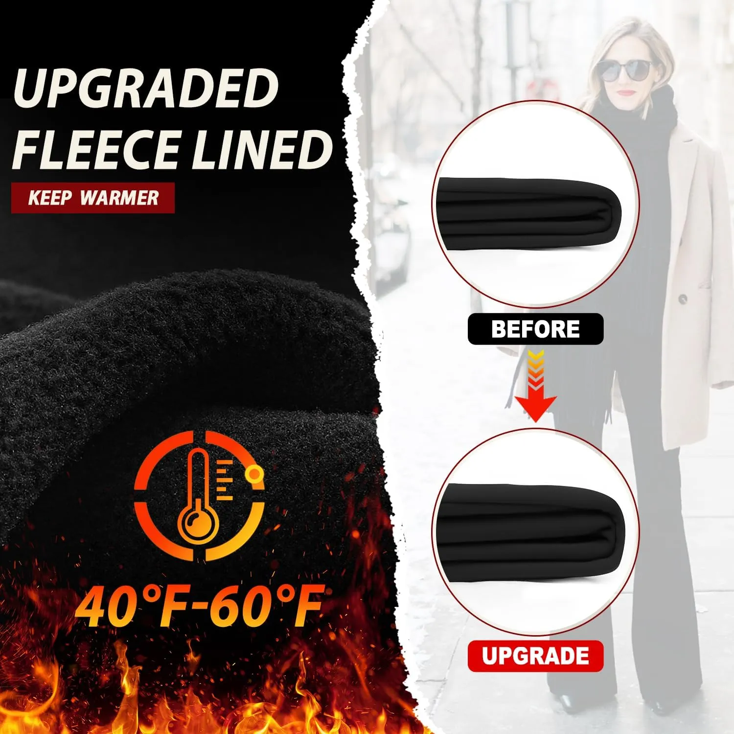 FULLSOFT Fleece Lined Leggings Women-Winter Flare Leggings Tummy Control High Waisted Winter Warm Soft Yoga Pants