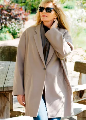 G-THE BOND STREET OVERSIZED JACKET IN SMOKY CAMEL AND CAMEL LINING