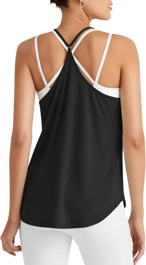 G4Free Womens Muscle Workout Tank Top Lightweight Athletic Gym Tops Fast Dry Racerback Running Tanks