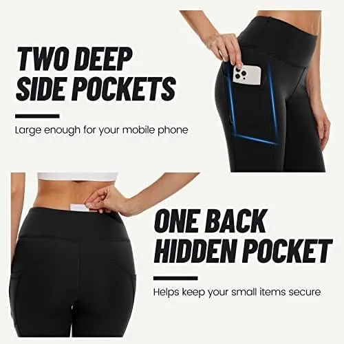 GAYHAY Fleece Lined Leggings Women with Pockets - Thermal High Waisted Winter Yoga Pants Warm Thick Leggings for Workout