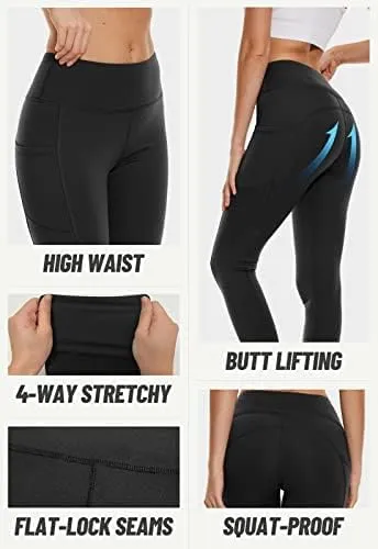 GAYHAY Fleece Lined Leggings Women with Pockets - Thermal High Waisted Winter Yoga Pants Warm Thick Leggings for Workout
