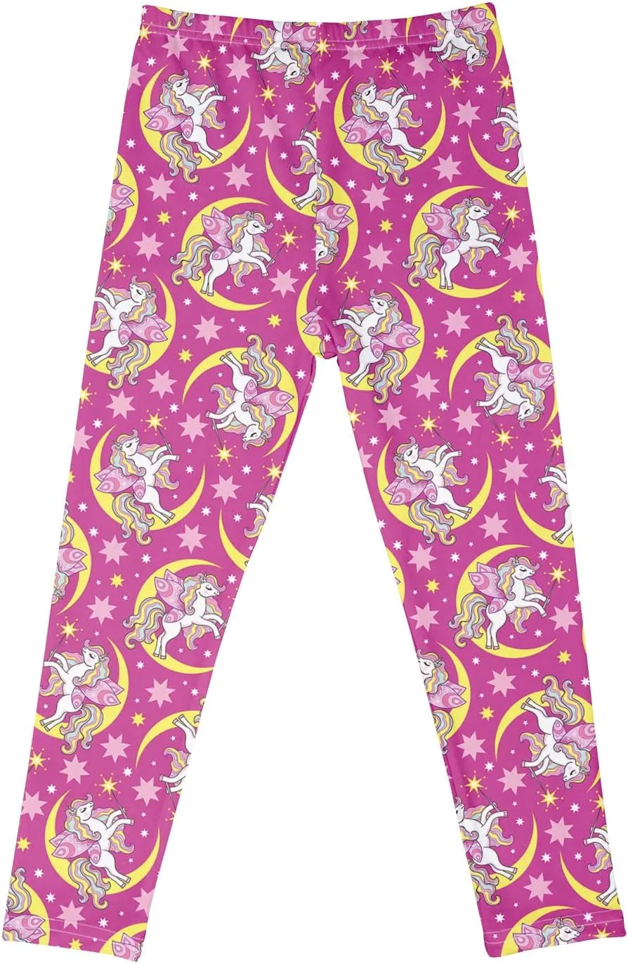 Girls' 3-Pack Printed Leggings Toddlers Active Stretch Leggings Little Kids Yoga Pants 3-10 Years