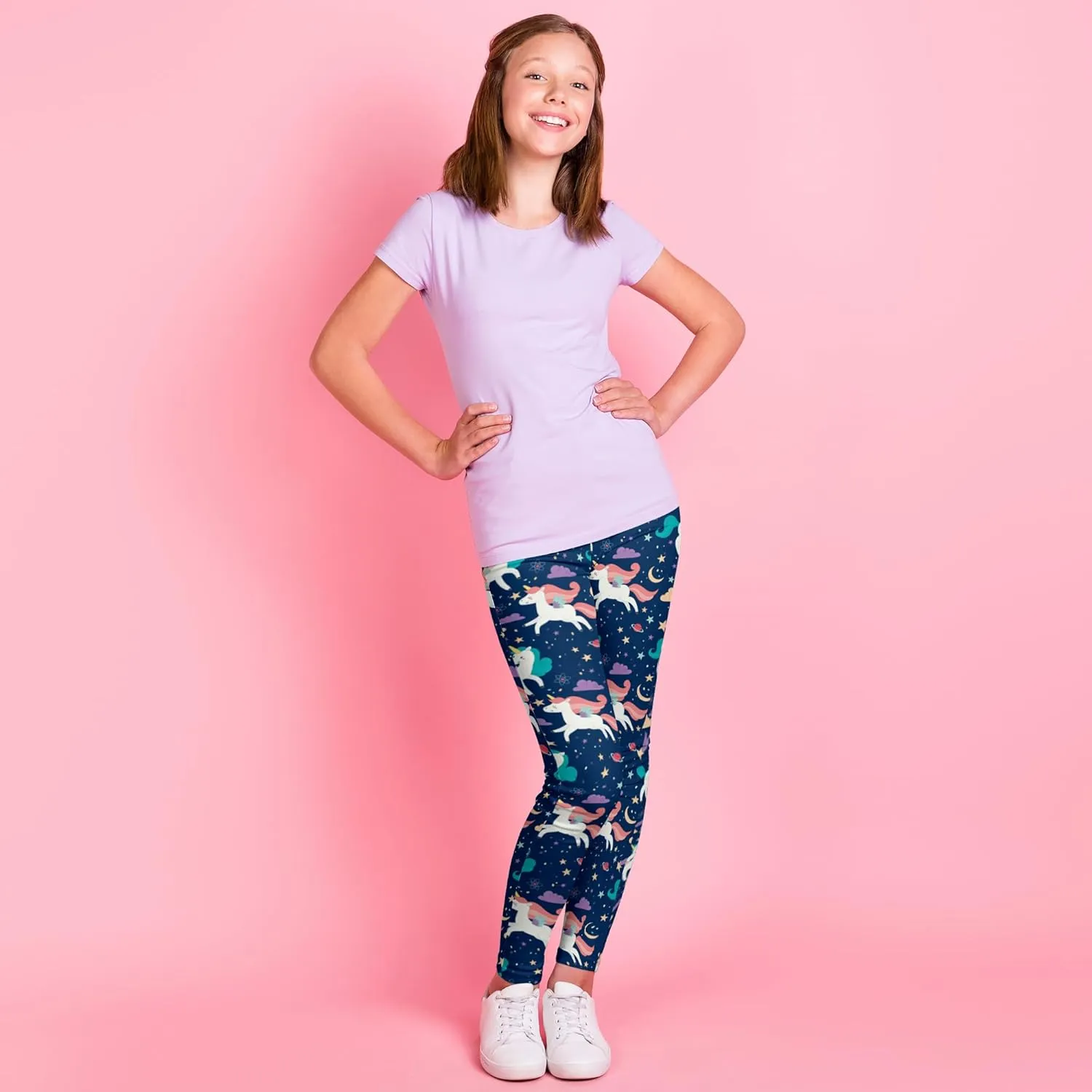 Girls' 3-Pack Printed Leggings Toddlers Active Stretch Leggings Little Kids Yoga Pants 3-10 Years