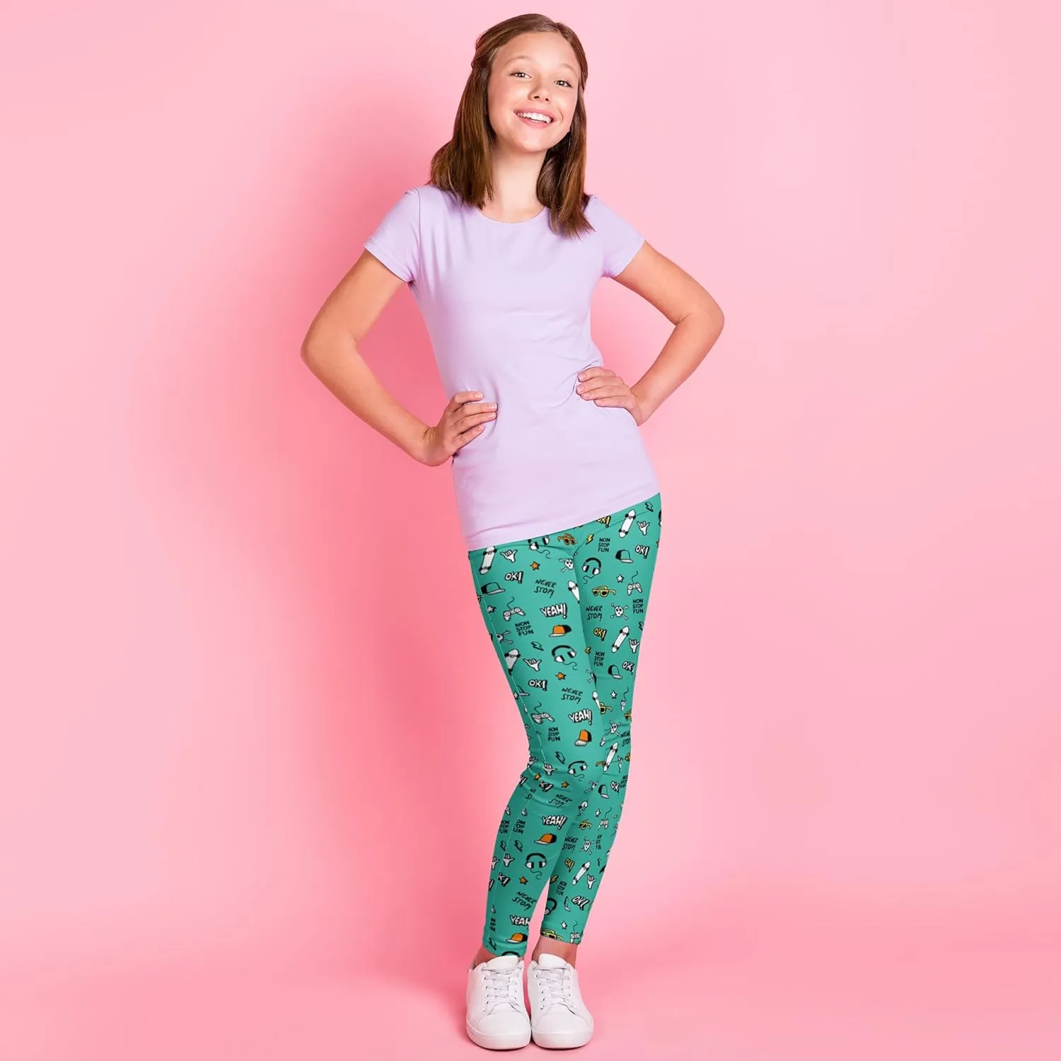 Girls' 3-Pack Printed Leggings Toddlers Active Stretch Leggings Little Kids Yoga Pants 3-10 Years