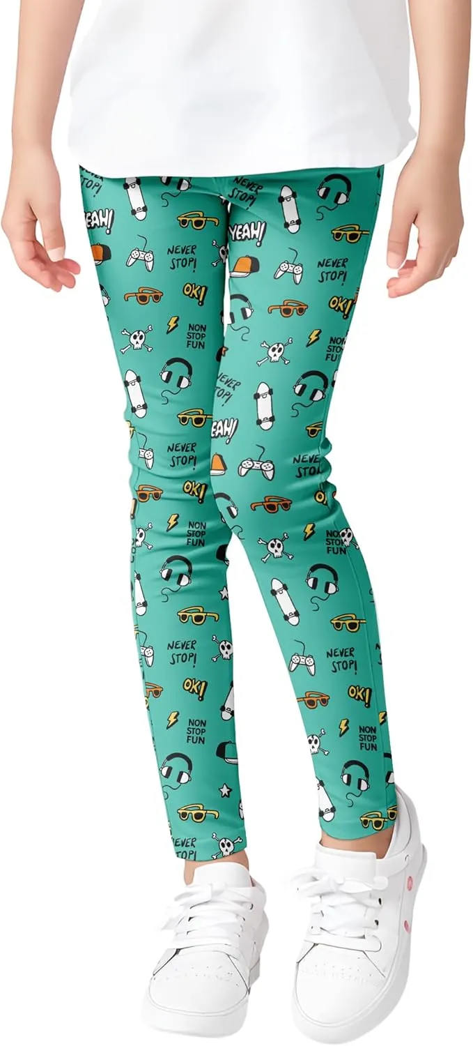Girls' 3-Pack Printed Leggings Toddlers Active Stretch Leggings Little Kids Yoga Pants 3-10 Years