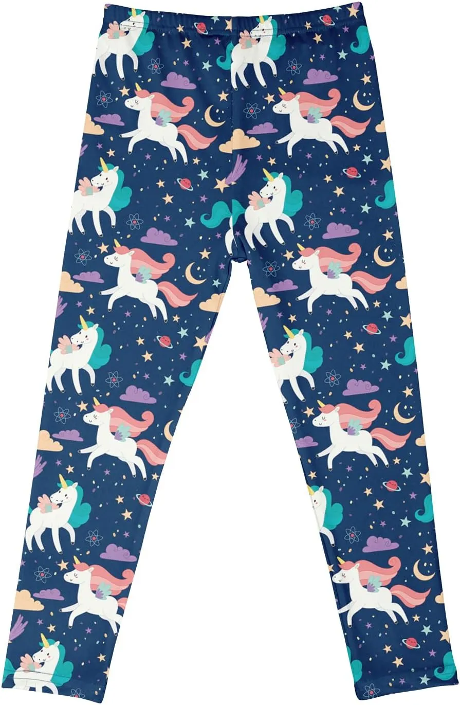 Girls' 3-Pack Printed Leggings Toddlers Active Stretch Leggings Little Kids Yoga Pants 3-10 Years