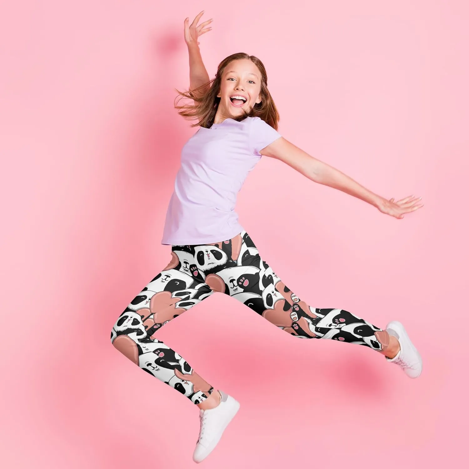 Girls' 3-Pack Printed Leggings Toddlers Active Stretch Leggings Little Kids Yoga Pants 3-10 Years