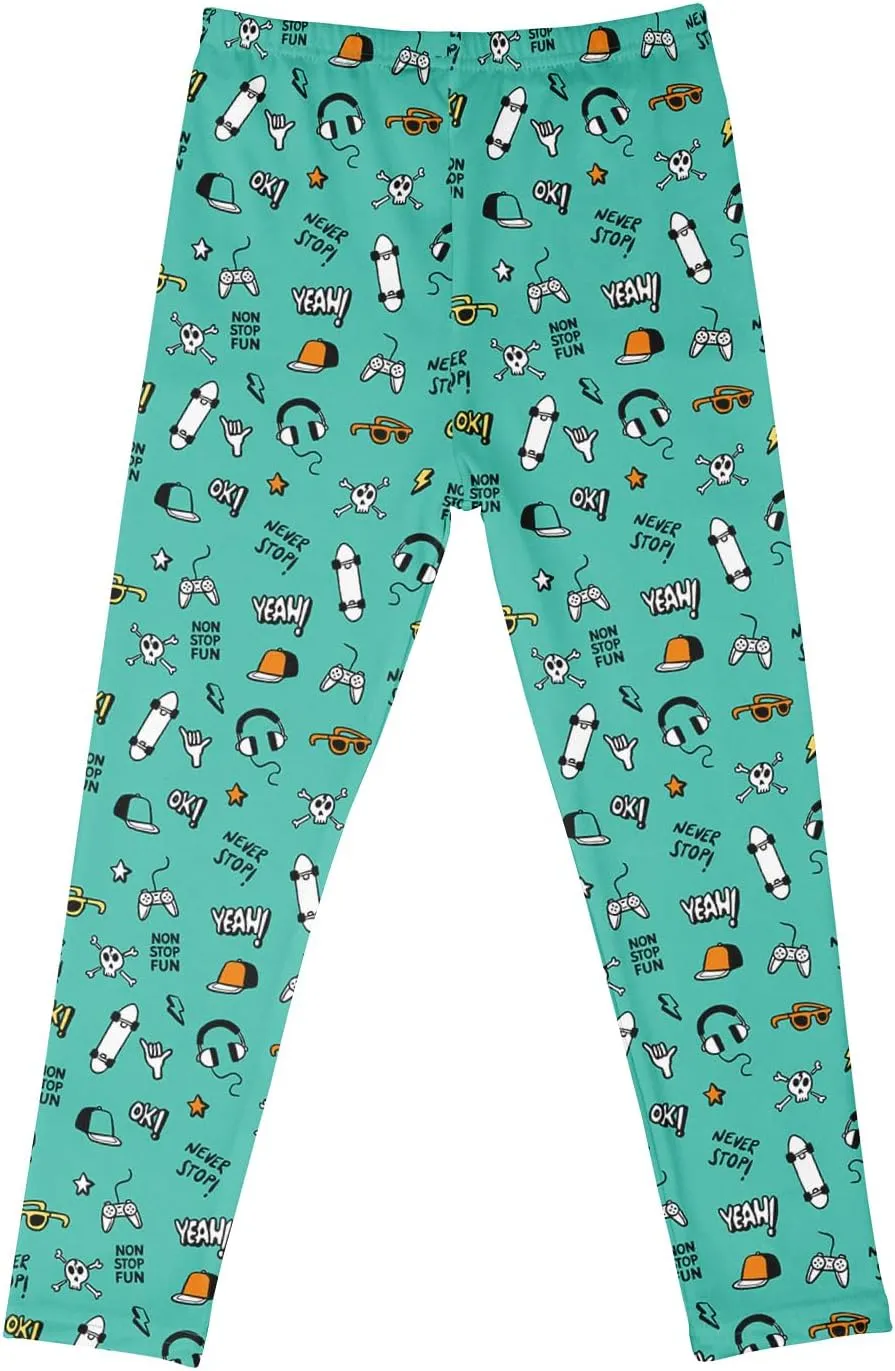 Girls' 3-Pack Printed Leggings Toddlers Active Stretch Leggings Little Kids Yoga Pants 3-10 Years