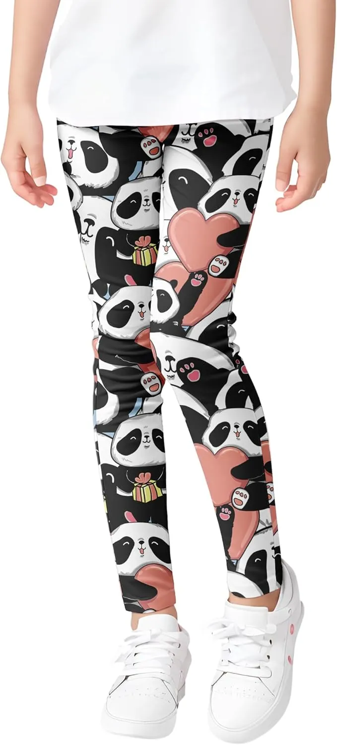 Girls' 3-Pack Printed Leggings Toddlers Active Stretch Leggings Little Kids Yoga Pants 3-10 Years