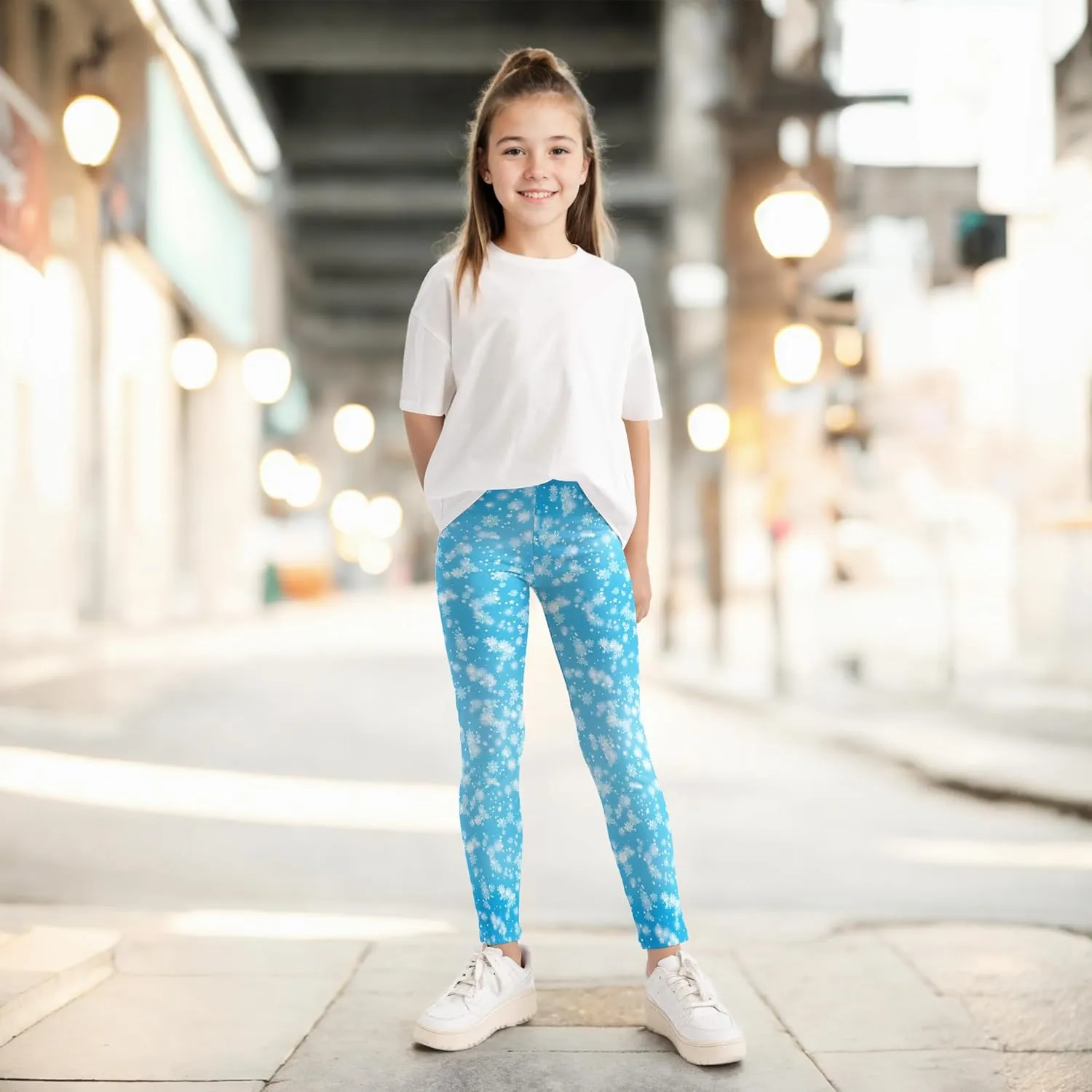 Girls' 3-Pack Printed Leggings Toddlers Active Stretch Leggings Little Kids Yoga Pants 3-10 Years