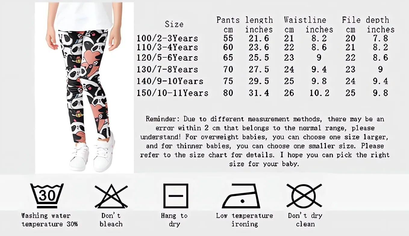 Girls' 3-Pack Printed Leggings Toddlers Active Stretch Leggings Little Kids Yoga Pants 3-10 Years