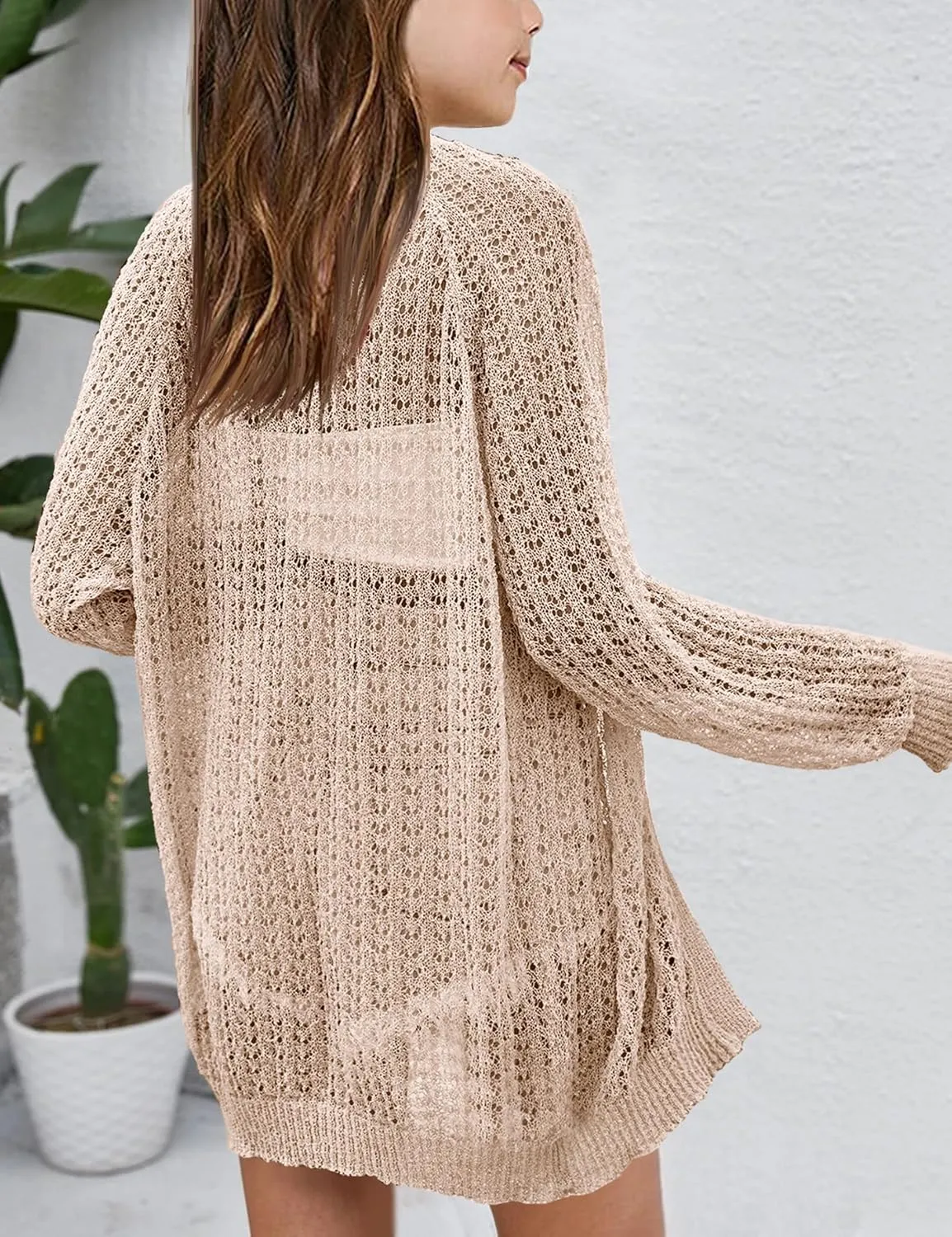 Girl's Lightweight Cardigan Summer Crochet Long Sleeve Soft Boho Cardigans Beach Cover UP
