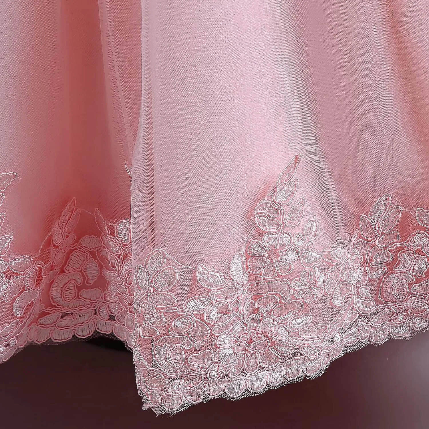 Girls Princess Tulle Lace Flower Pageant Dress Puffy Floor Length Wedding Bridesmaid Dress Party Tutu Maxi Gown
