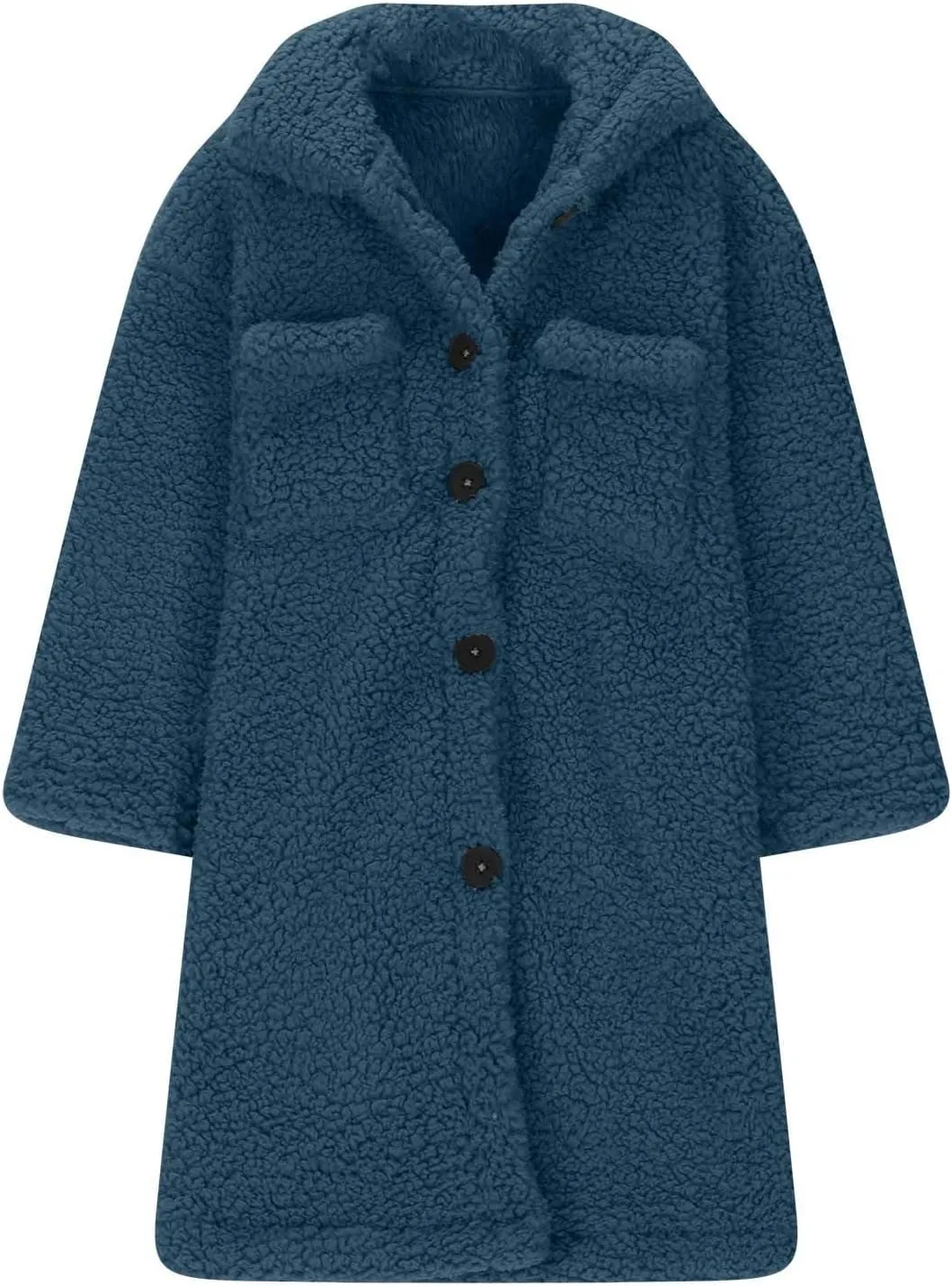 Girls Winter Long Coat Thick Warm Sherpa Teddy Jacket Casual Button Down Fleece Overcoat Faux Fur Outwear 3-12 Years