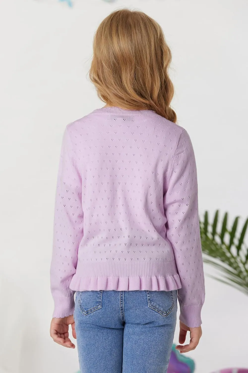 GRACE KARIN Girls Long Sleeve Cardigan Sweater Girls Button Closure Knitted Cable Cardigan 5-12Y