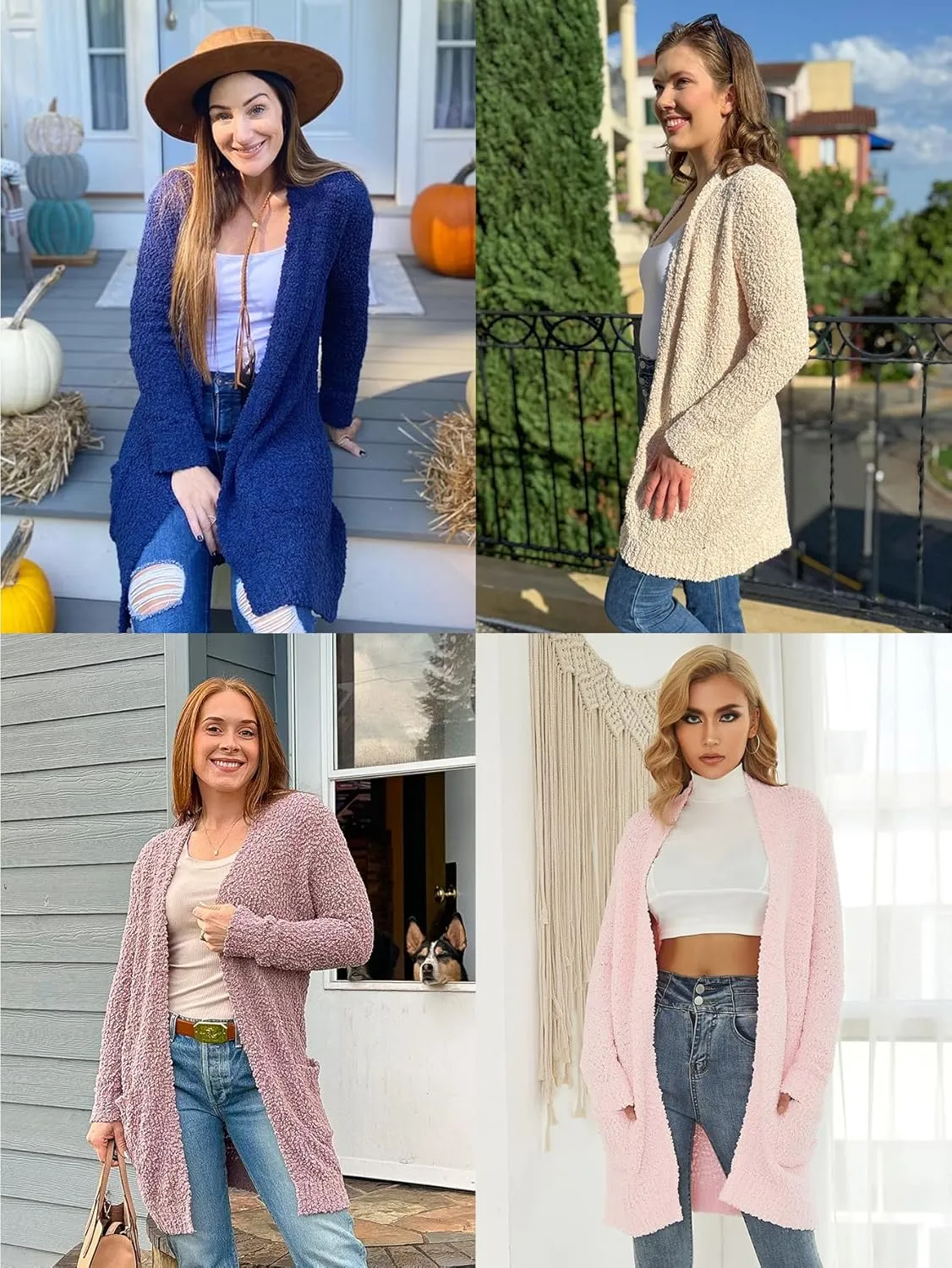 GRACE KARIN Long Cardigan for Women Fuzzy Cardigan Sweater Open Front Chunky Knit Sweater Coat with Pocket