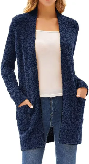 GRACE KARIN Long Cardigan for Women Fuzzy Cardigan Sweater Open Front Chunky Knit Sweater Coat with Pocket