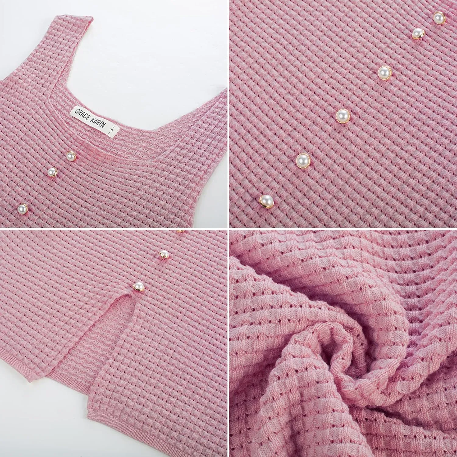 GRACE KARIN Women's 2025 Ribbed Tank Tops Knit Square Neck Sleeveless Sweater Waffle Summer Casual Basic Tanks S-2XL