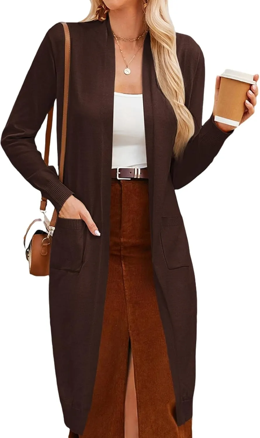 GRACE KARIN Women's 2025 Trendy Long Cardigans Sweater Lightweight Open Front Long Sleeve Maxi Duster Coats with Pockets