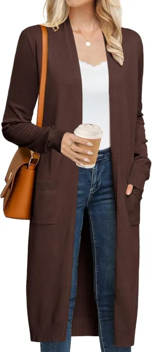 GRACE KARIN Women's 2025 Trendy Long Cardigans Sweater Lightweight Open Front Long Sleeve Maxi Duster Coats with Pockets