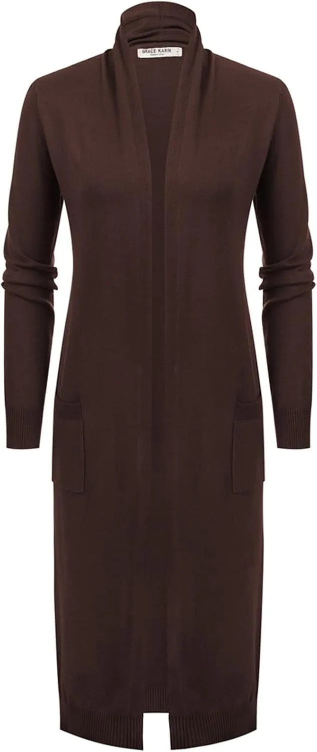 GRACE KARIN Women's 2025 Trendy Long Cardigans Sweater Lightweight Open Front Long Sleeve Maxi Duster Coats with Pockets