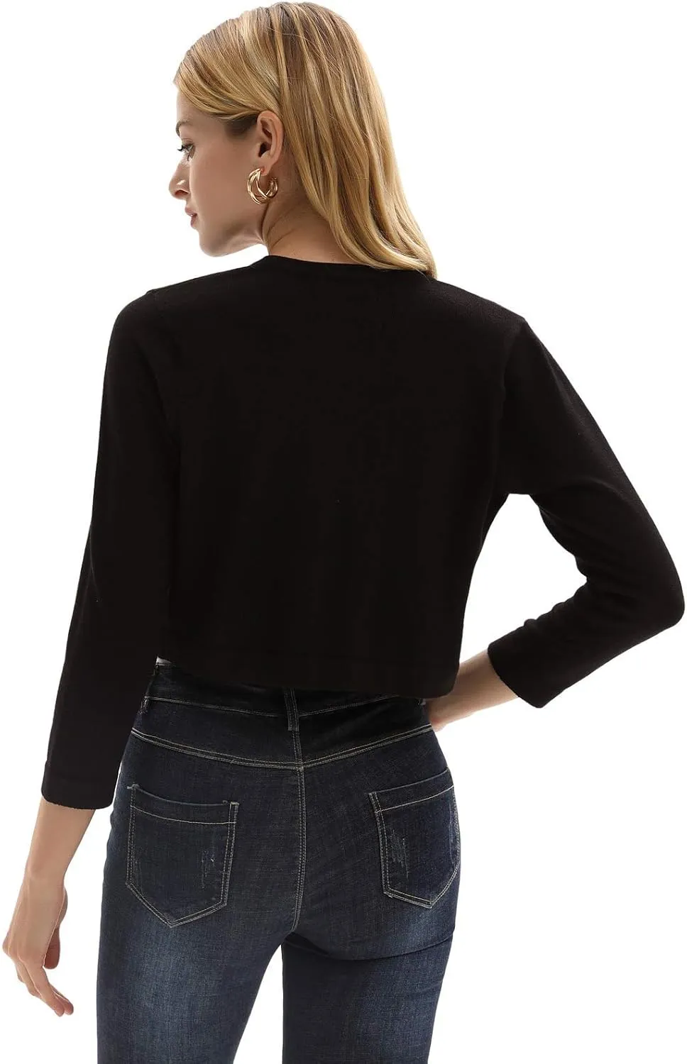 GRACE KARIN Women's 3/4 Sleeve Open Front Knit Cropped Bolero Shrug Cardigan Sweater