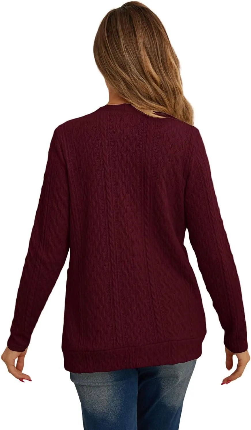 GRECERELLE Women's Lightweight Cardigan Sweater Casual Long Sleeve Knit Cardigan Open Front Outwear Jacket with Pockets