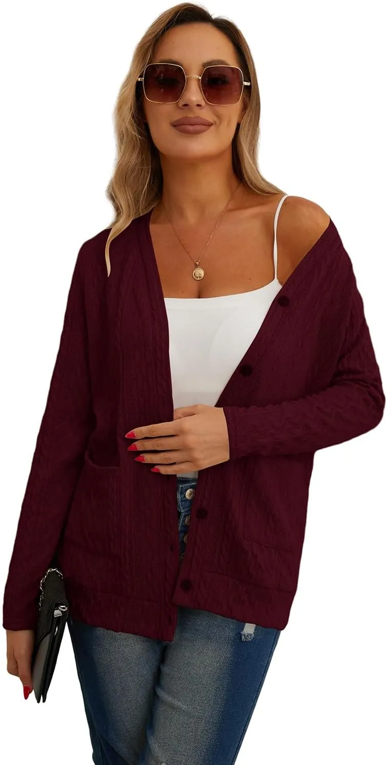 GRECERELLE Women's Lightweight Cardigan Sweater Casual Long Sleeve Knit Cardigan Open Front Outwear Jacket with Pockets