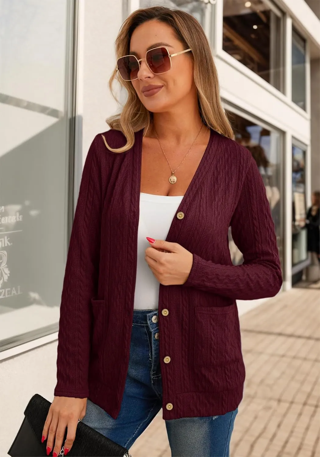 GRECERELLE Women's Lightweight Cardigan Sweater Casual Long Sleeve Knit Cardigan Open Front Outwear Jacket with Pockets