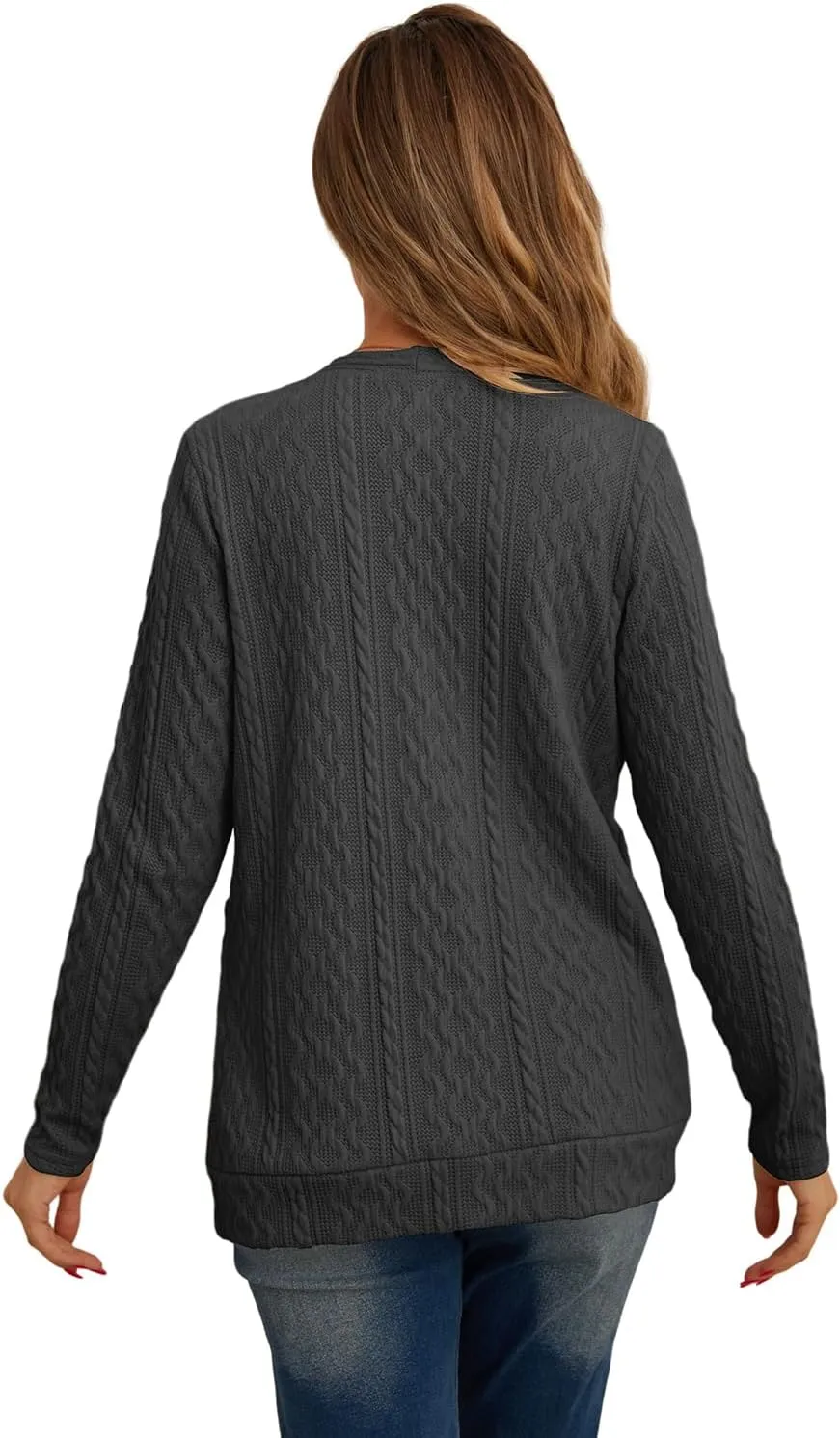 GRECERELLE Women's Lightweight Cardigan Sweater Casual Long Sleeve Knit Cardigan Open Front Outwear Jacket with Pockets