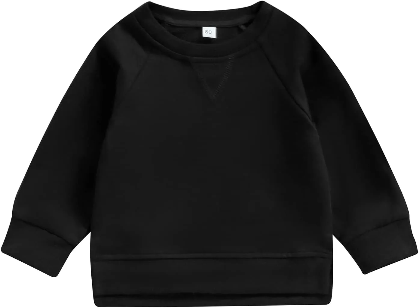 Gueuusu Toddler Kids Baby Boy Girl Crewneck Sweatshirt Cotton Long Sleeve Solid Color Pullover Top Casual Spring Fall Clothes
