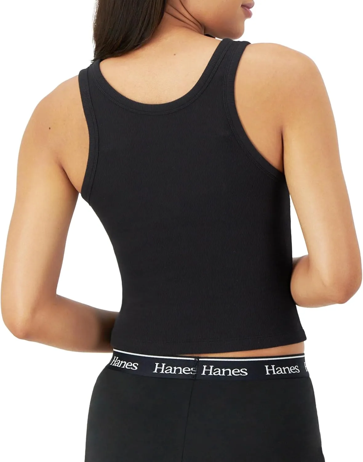 Hanes Women's Originals Rib Tank 2-Pack, Comfywear Stretch Cotton Cropped Top