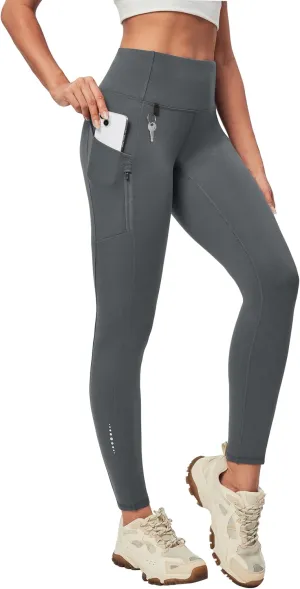 Heathyoga Fleece Lined Leggings Women with Pockets Water Resistant Thermal Leggings Winter Warm Yoga Pants Hiking Running