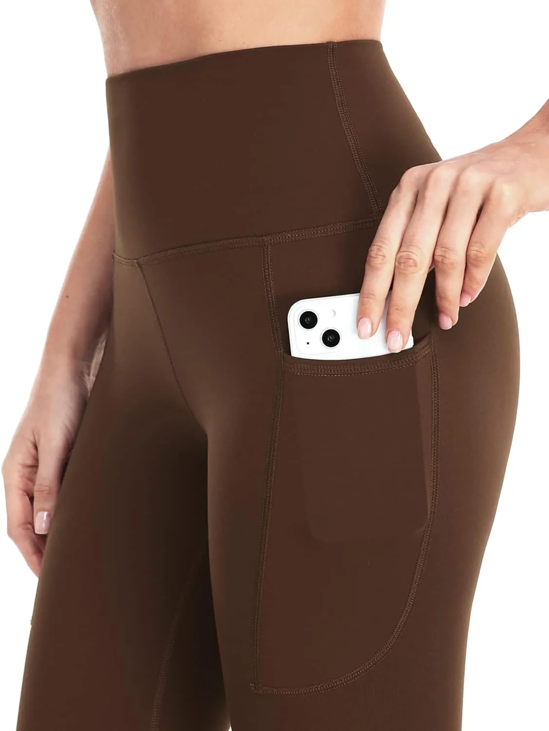 HeyNuts High Waisted Yoga Leggings with Side Pockets, Women Workout Compression Cropped Pants Yoga Capris Leggings 21''