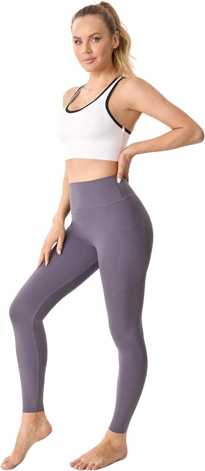 High Waisted Butt Lifting Seamless Athletic Leggings with Pockets Tummy Control Workout Yoga Pants Leggings for Women