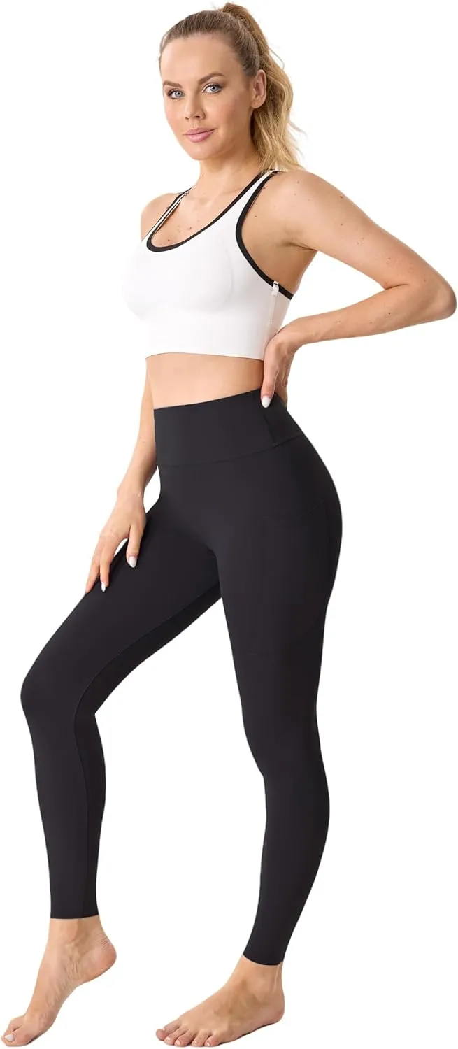 High Waisted Butt Lifting Seamless Athletic Leggings with Pockets Tummy Control Workout Yoga Pants Leggings for Women