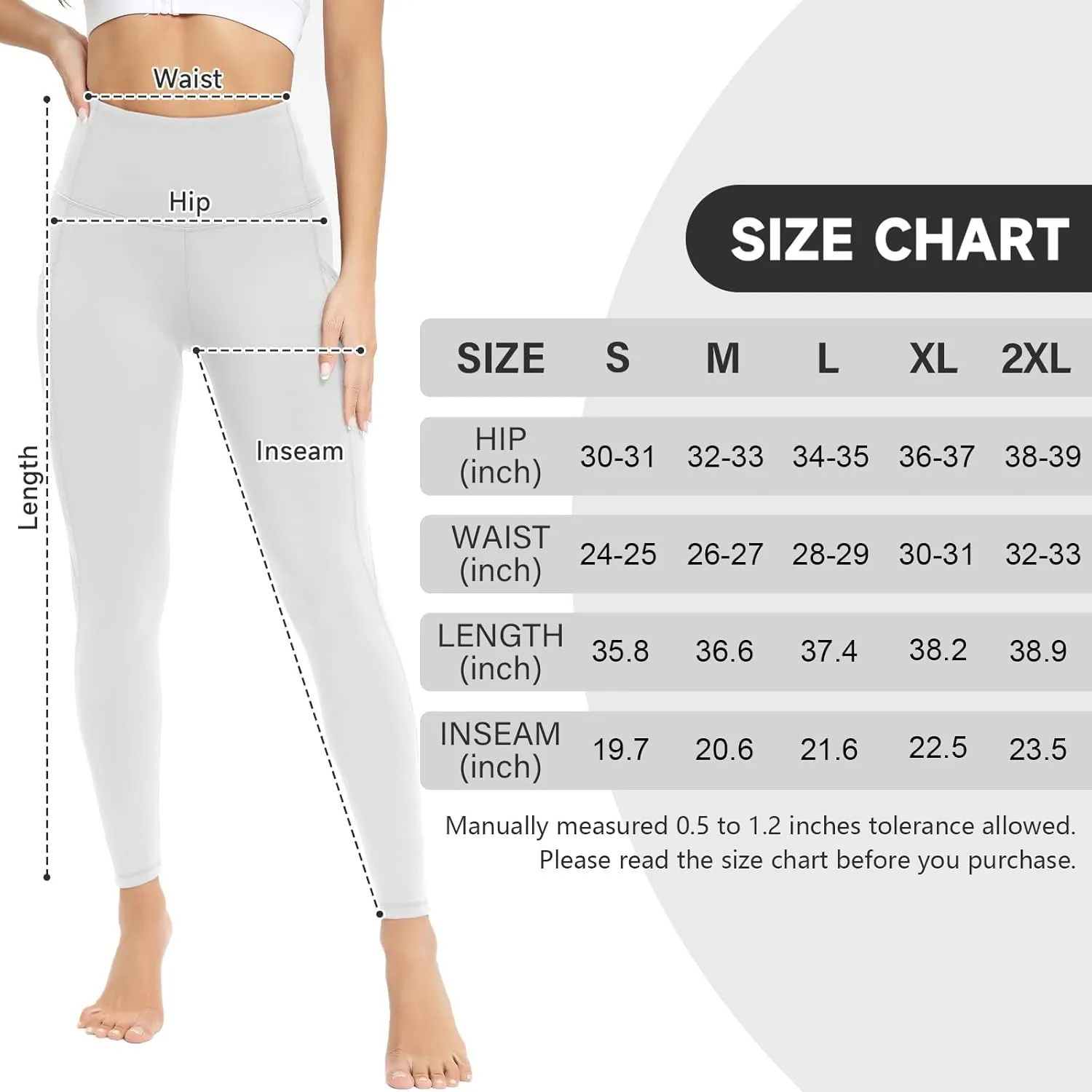 High Waisted Leggings for Women, 7/8 Full Length Buttery Soft Yoga Leggings