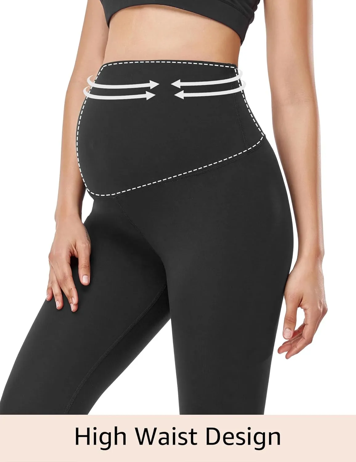 HOFISH Women's Maternity Leggings Over The Belly Soft Non-See-Through Workout Yoga Pants Pregnancy Leggings