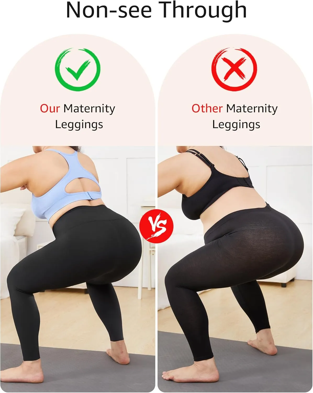 HOFISH Women's Maternity Leggings Over The Belly Soft Non-See-Through Workout Yoga Pants Pregnancy Leggings
