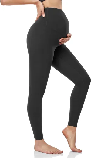 HOFISH Women's Maternity Leggings Over The Belly Soft Non-See-Through Workout Yoga Pants Pregnancy Leggings