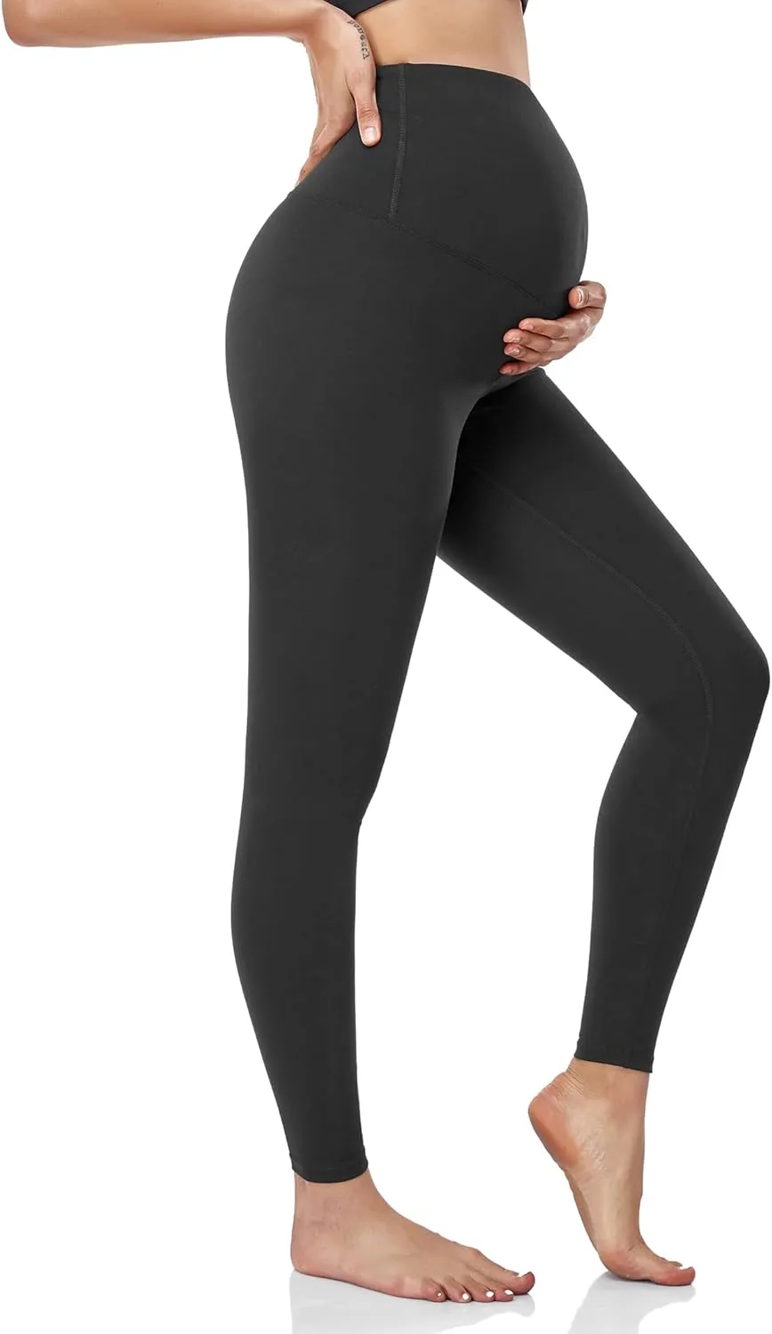 HOFISH Women's Maternity Leggings Over The Belly Soft Non-See-Through Workout Yoga Pants Pregnancy Leggings